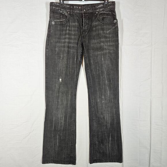 G By Guess Jeans Womens 29* 30x30 Black Gray Joey Low Bootcut Denim Distressed - Picture 1 of 11